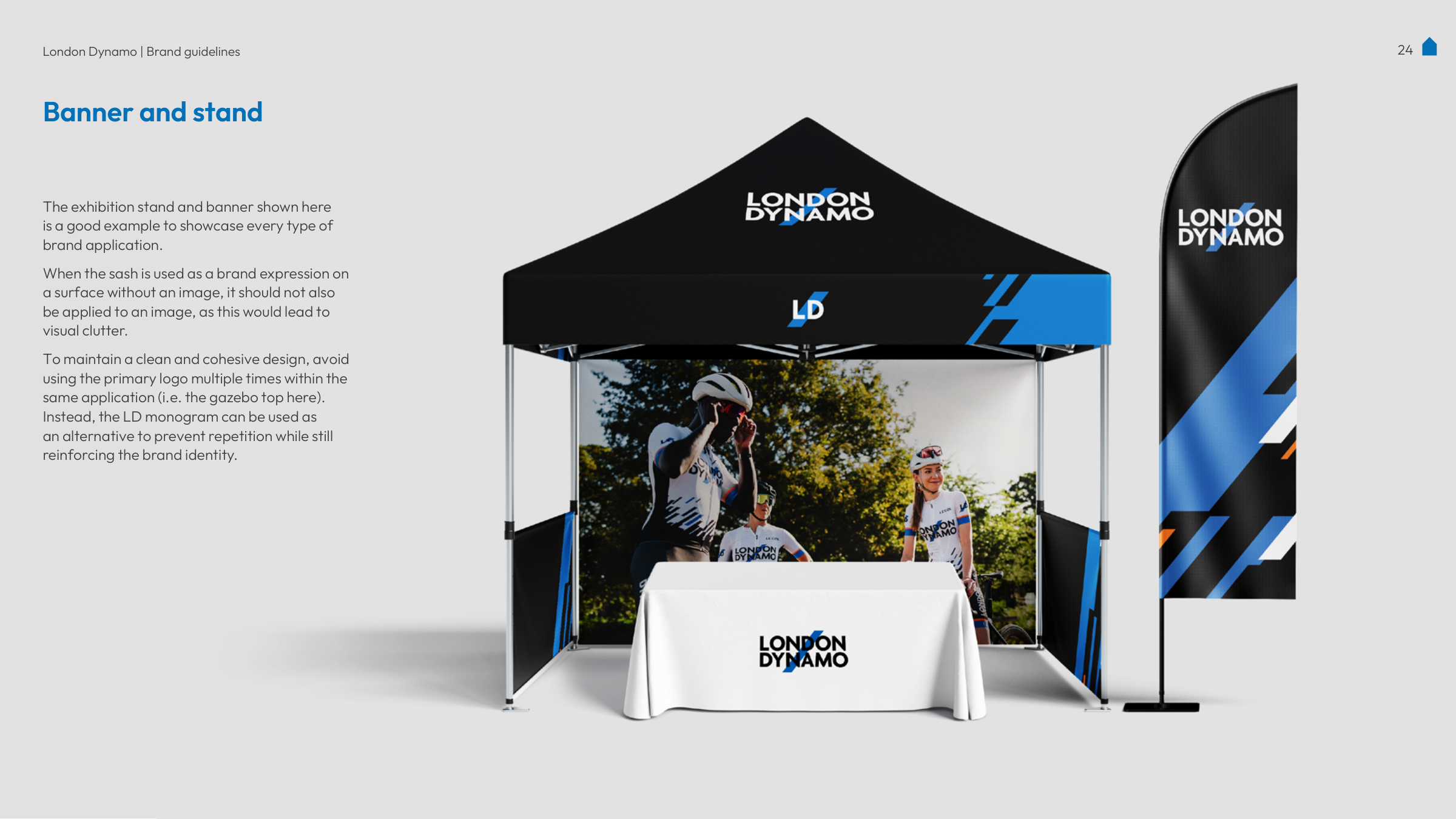 London Dynamo branded gazebo and banner guidelines