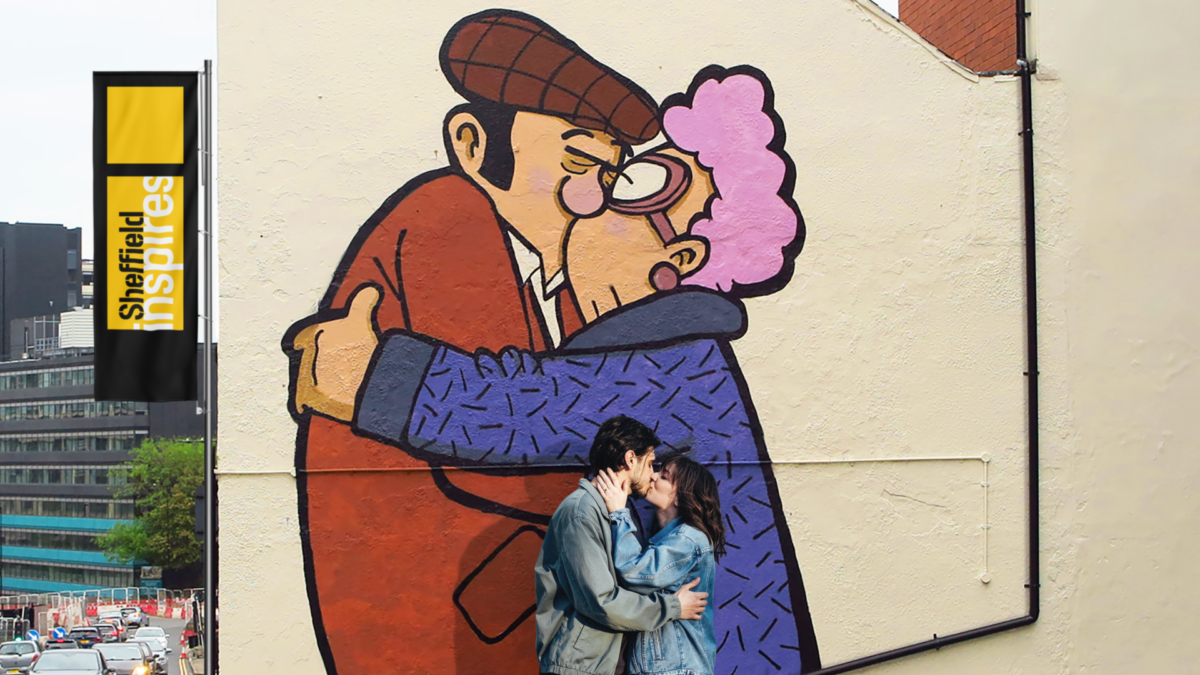 Sheffield inspires street banner beside The Snog mural